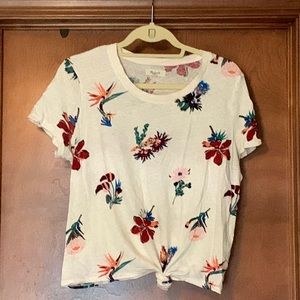 Madewell tropical flower T-shirt with Tie detail